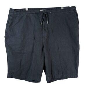 Barbour‎ Neuston Drawstring Shorts Mens 42 Navy Blue Linen Blend Casual Summer